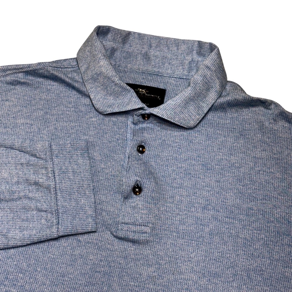 Rodd & Gunn Long Sleeve Polo Mens XL Blue Sports Fit Pique KP1267 Textured Knit